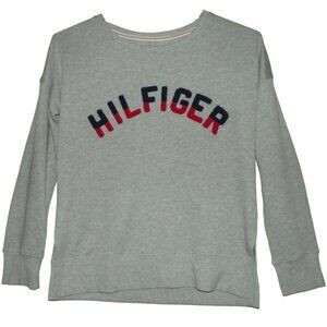 Tommy Hilfiger Sweatshirt Womens Size Small Gray Heather raised carpet Logo